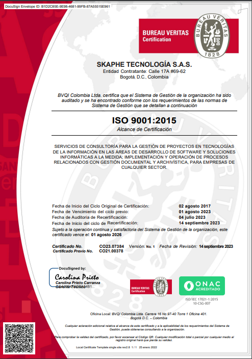 Certificación ISO 9001:2015